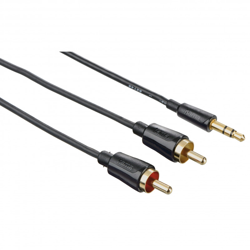 Produktbild för Kabel Audio 3.5mm-2xRCA Flexislim Guld Svart 1.5m