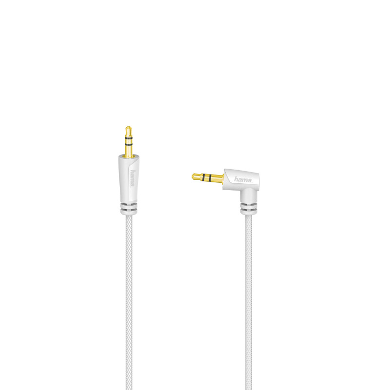 Produktbild för Kabel Audio 3.5mm-3.5mm Vinklad Vit 2m
