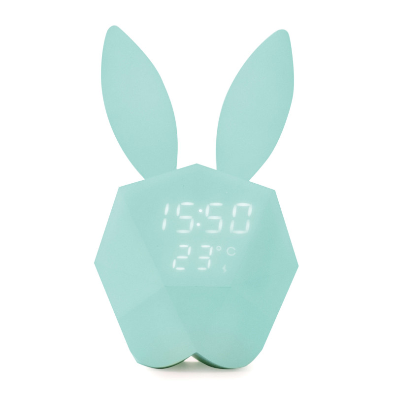 Produktbild för MOB Väckarklocka med nattlampa Ljusblå Rabbit