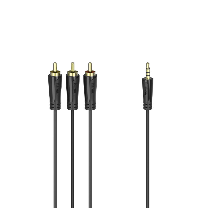 Produktbild för Kabel 4pin 3.5mm-3xRCA Guld Svart 1.5m