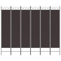 Miniatyr av produktbild för Rumsavdelare 6 paneler brun 240x200 cm tyg