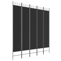 Miniatyr av produktbild för Rumsavdelare 5 paneler svart 200x220 cm tyg