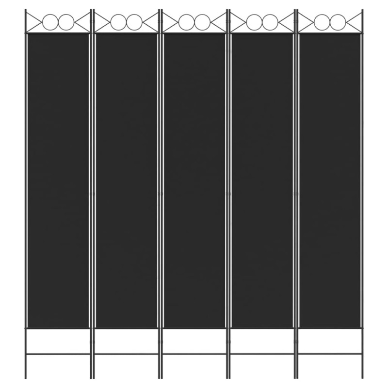 Produktbild för Rumsavdelare 5 paneler svart 200x220 cm tyg