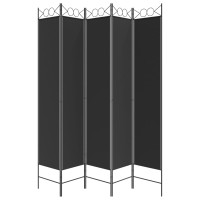 Miniatyr av produktbild för Rumsavdelare 5 paneler svart 200x220 cm tyg