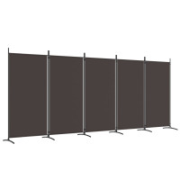 Miniatyr av produktbild för Rumsavdelare 5 paneler brun 433x180 cm tyg