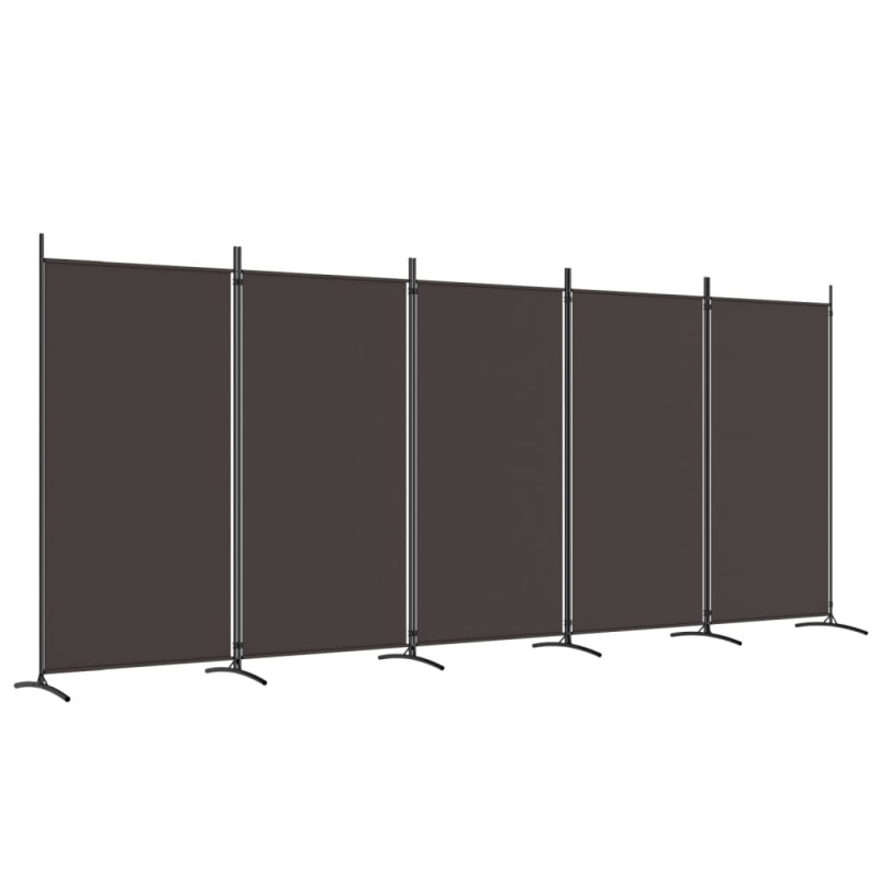 Produktbild för Rumsavdelare 5 paneler brun 433x180 cm tyg