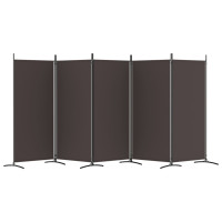Miniatyr av produktbild för Rumsavdelare 5 paneler brun 433x180 cm tyg