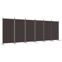 Miniatyr av produktbild för Rumsavdelare 6 paneler brun 520x180 cm tyg