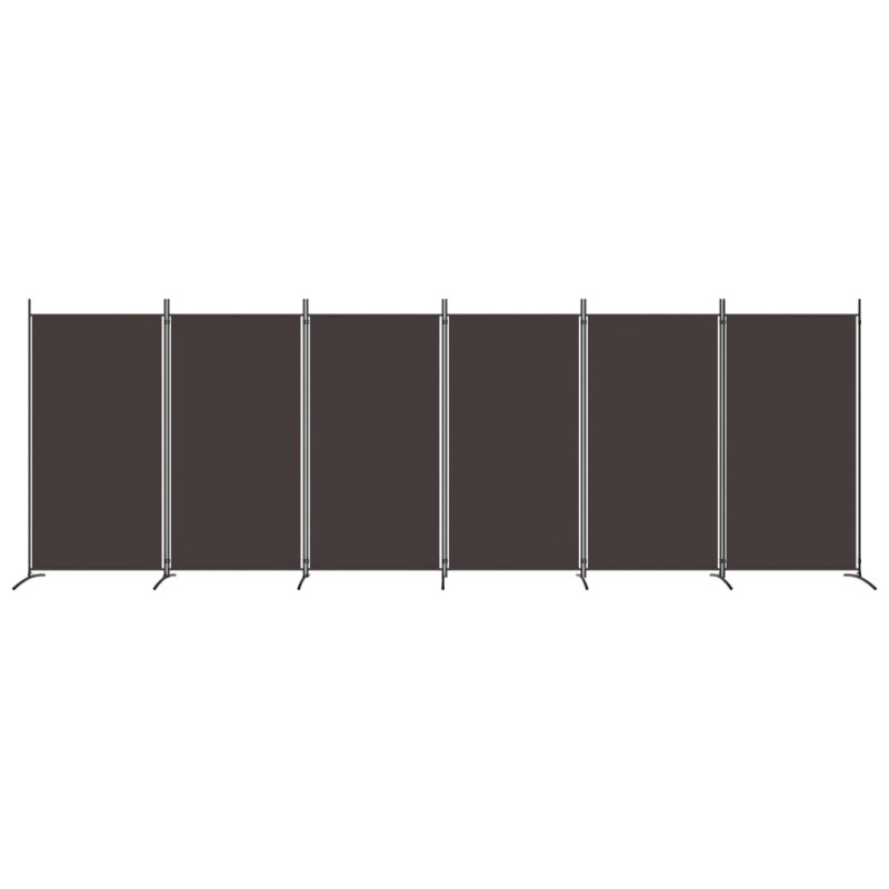 Produktbild för Rumsavdelare 6 paneler brun 520x180 cm tyg