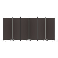 Miniatyr av produktbild för Rumsavdelare 6 paneler brun 520x180 cm tyg