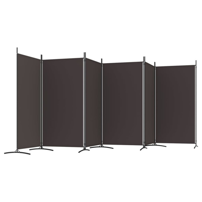 Produktbild för Rumsavdelare 6 paneler brun 520x180 cm tyg