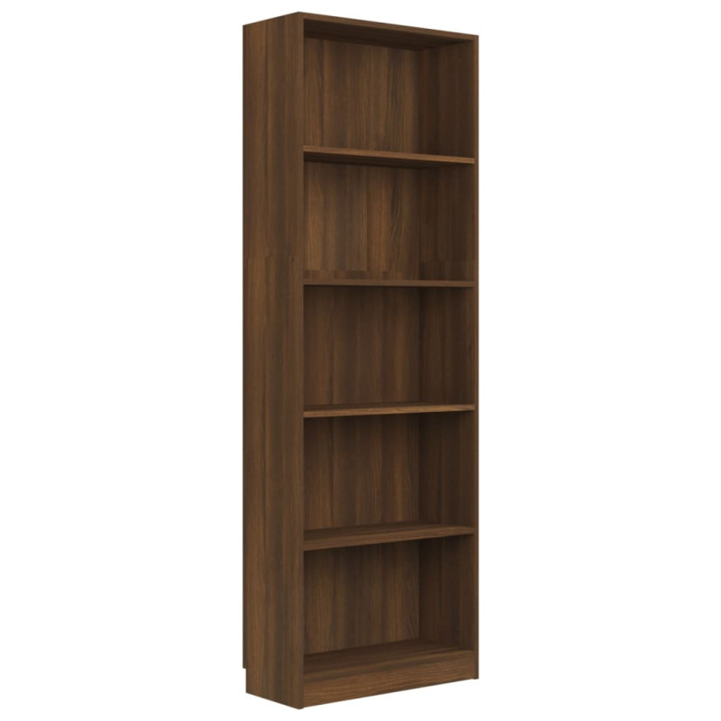 Produktbild för Bokhylla 5 hyllor brun ek 60x24x175 cm konstruerat trä