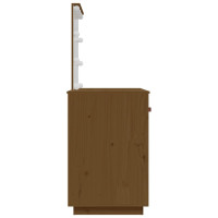 Produktbild för Sminkbord med LED Honungsbrun 95x50x133,5 cm massiv furu