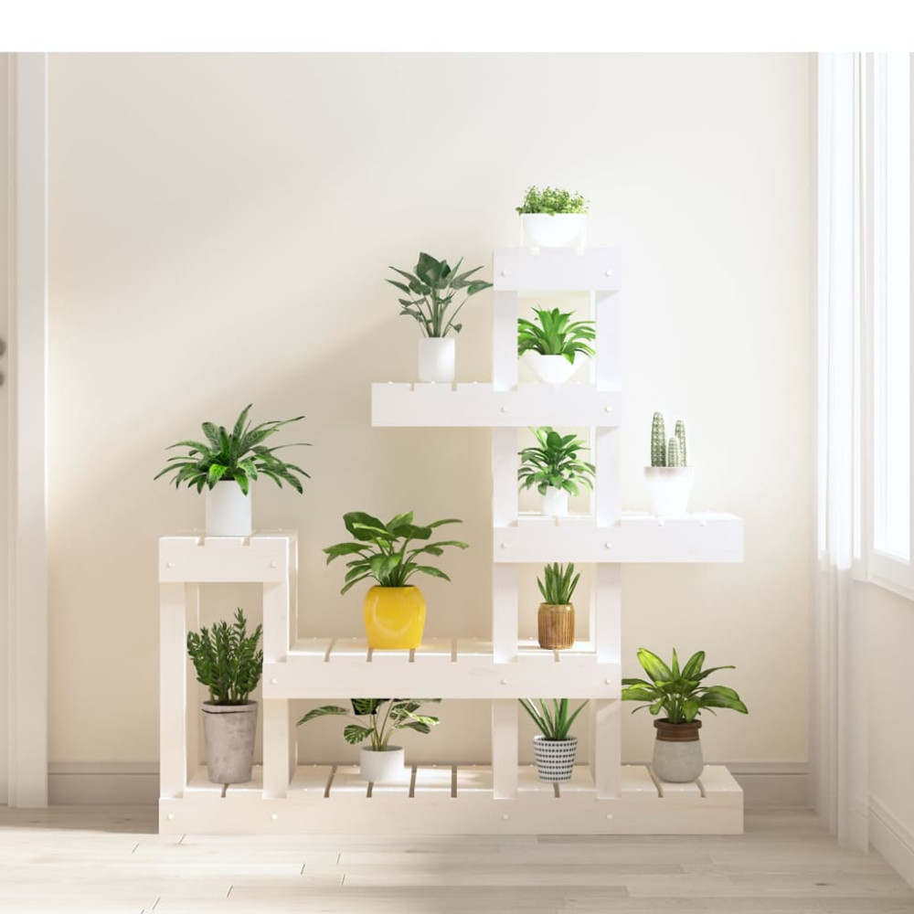 Produktbild för Växtställ vit 92x25x97 cm massiv furu