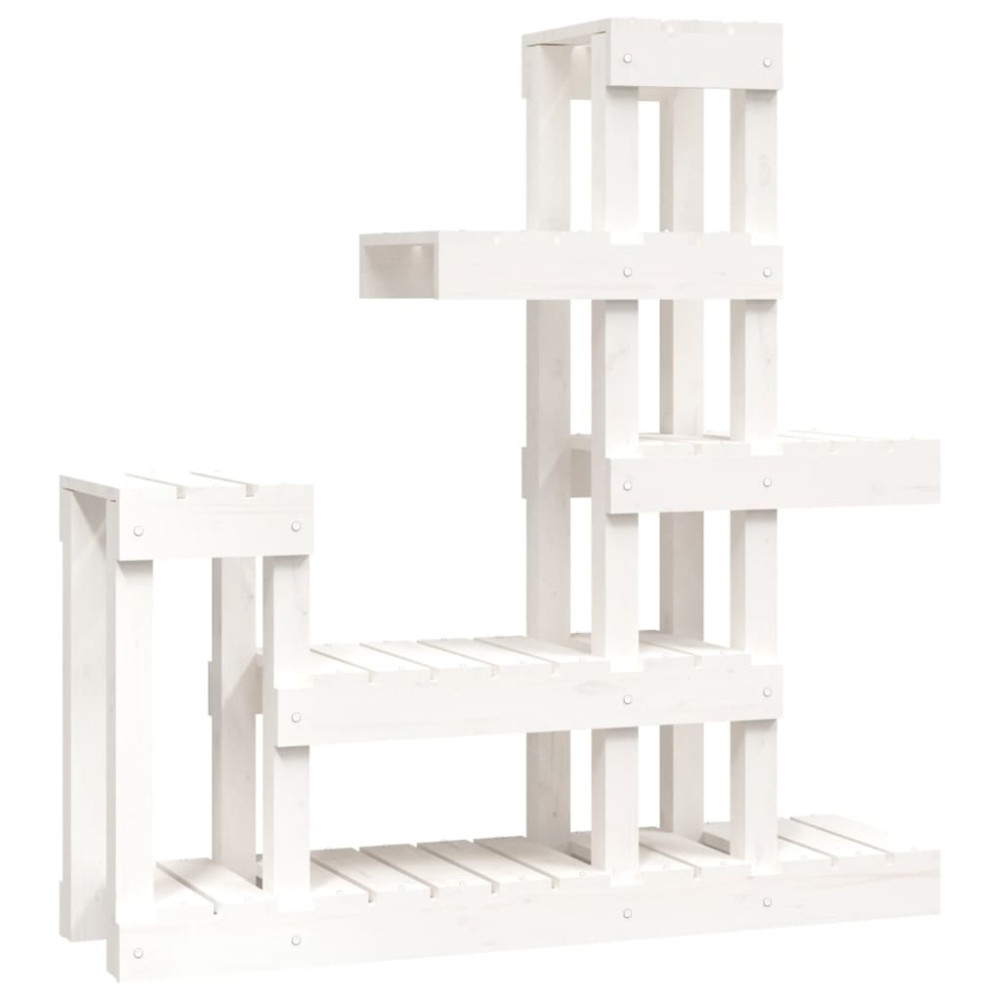 Produktbild för Växtställ vit 92x25x97 cm massiv furu