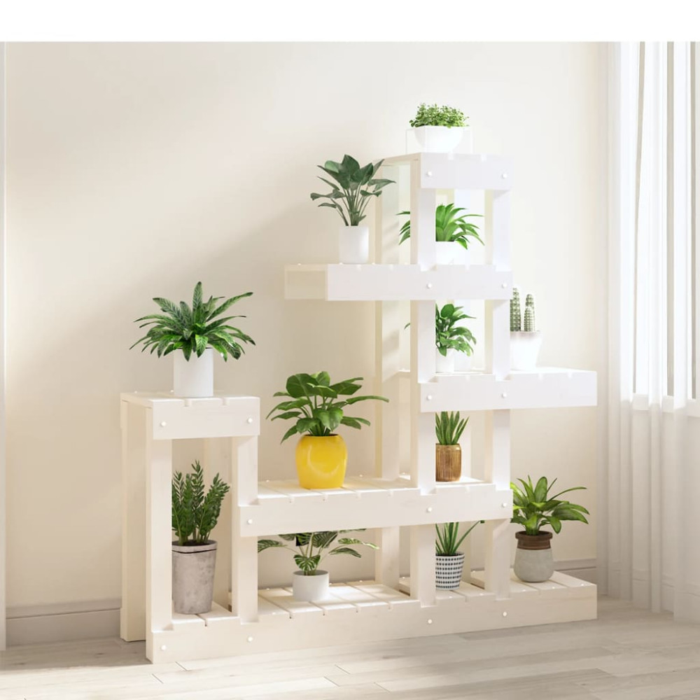 Produktbild för Växtställ vit 92x25x97 cm massiv furu