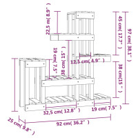 Produktbild för Växtställ vit 92x25x97 cm massiv furu