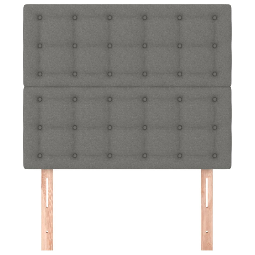 Produktbild för Sänggavel mörkgrå 100x5x118/128 cm tyg