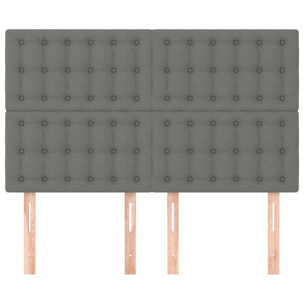 Produktbild för Sänggavel mörkgrå 144x5x118/128 cm tyg