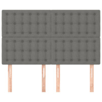 Produktbild för Sänggavel mörkgrå 144x5x118/128 cm tyg