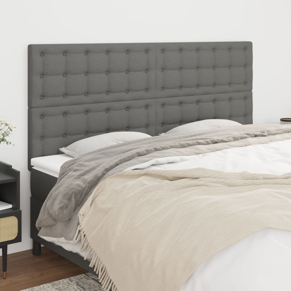 Produktbild för Sänggavel mörkgrå 160x5x118/128 cm tyg