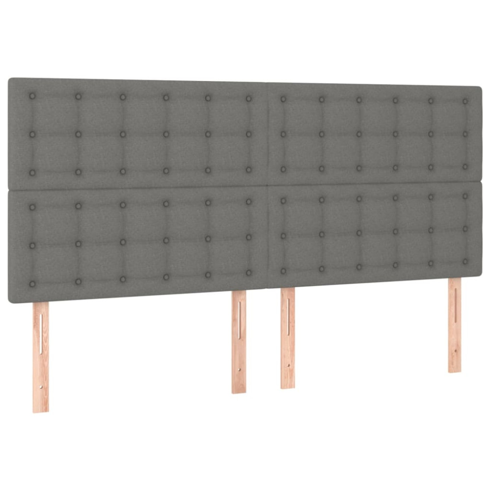 Produktbild för Sänggavel mörkgrå 200x5x118/128 cm tyg