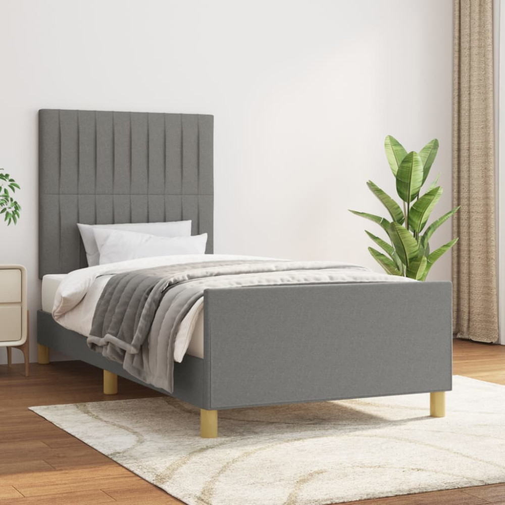 Produktbild för Sängram utan madrass mörkgrå 80x200 cm tyg