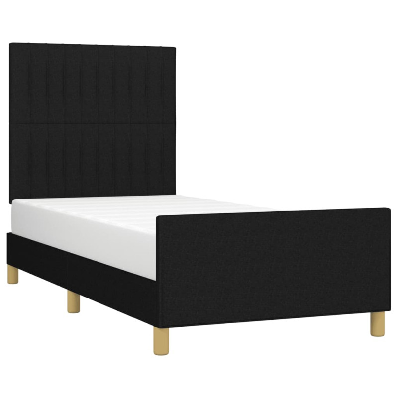 Produktbild för Sängram med huvudgavel svart 80x200 cm tyg