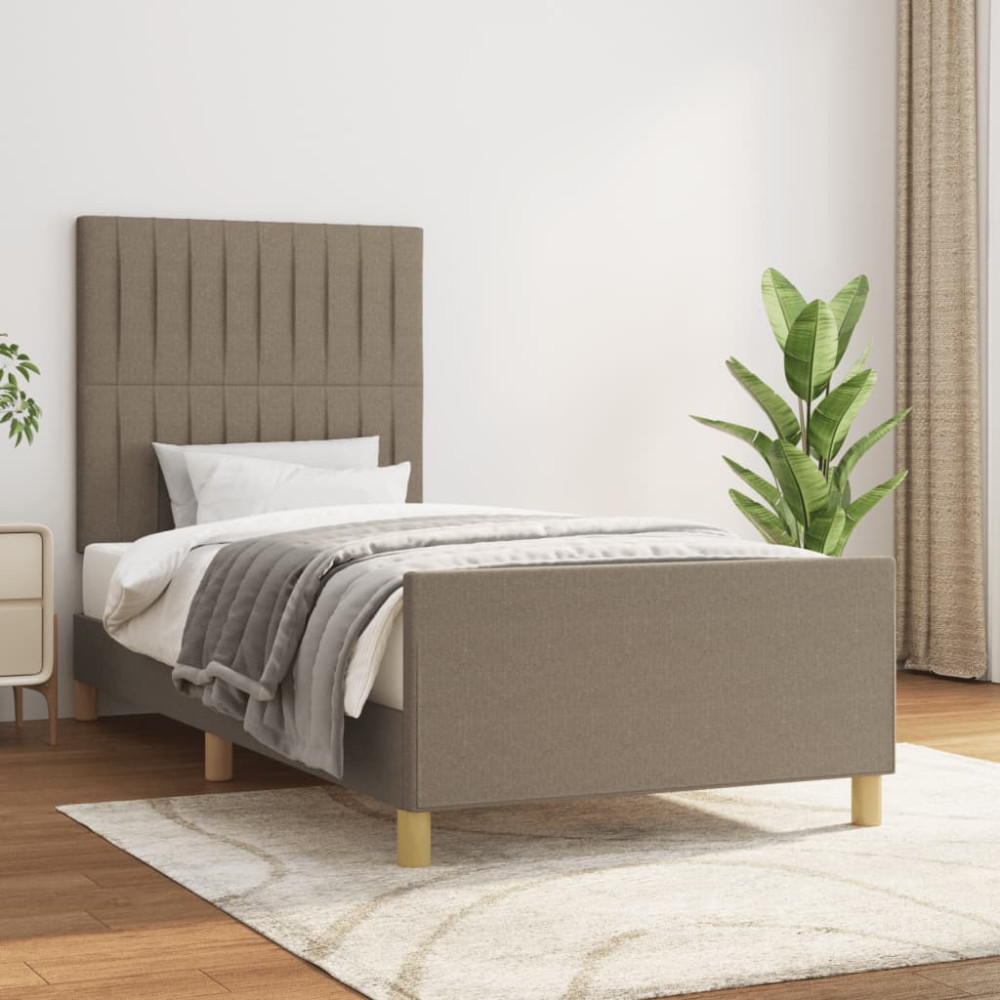 Produktbild för Sängram utan madrass Taupe 80x200cm tyg