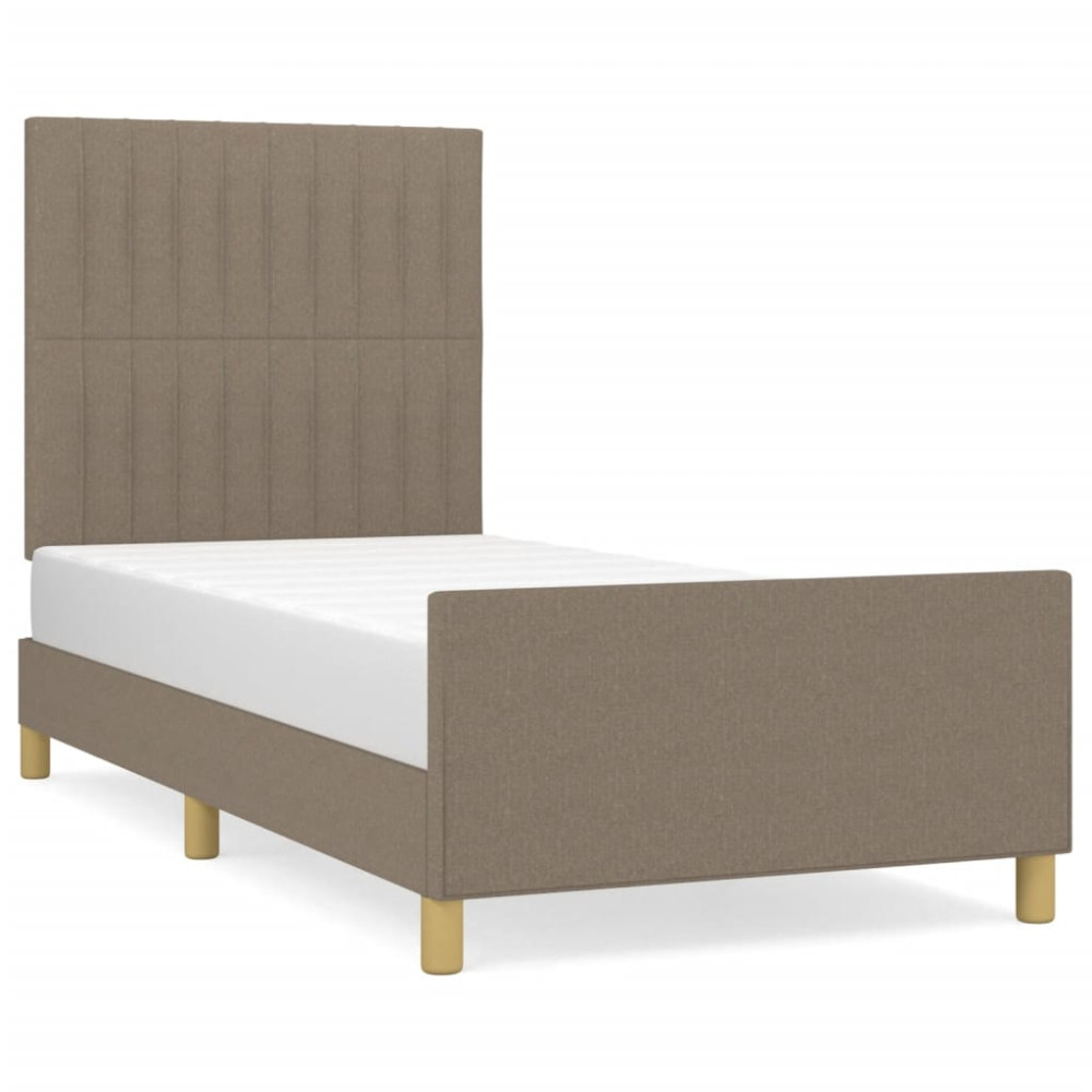 Produktbild för Sängram utan madrass Taupe 80x200cm tyg