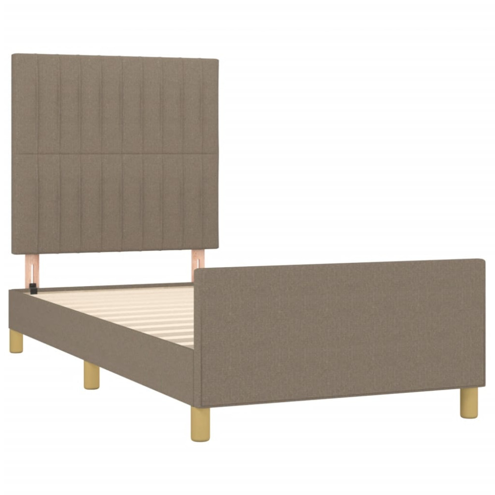 Produktbild för Sängram utan madrass Taupe 80x200cm tyg