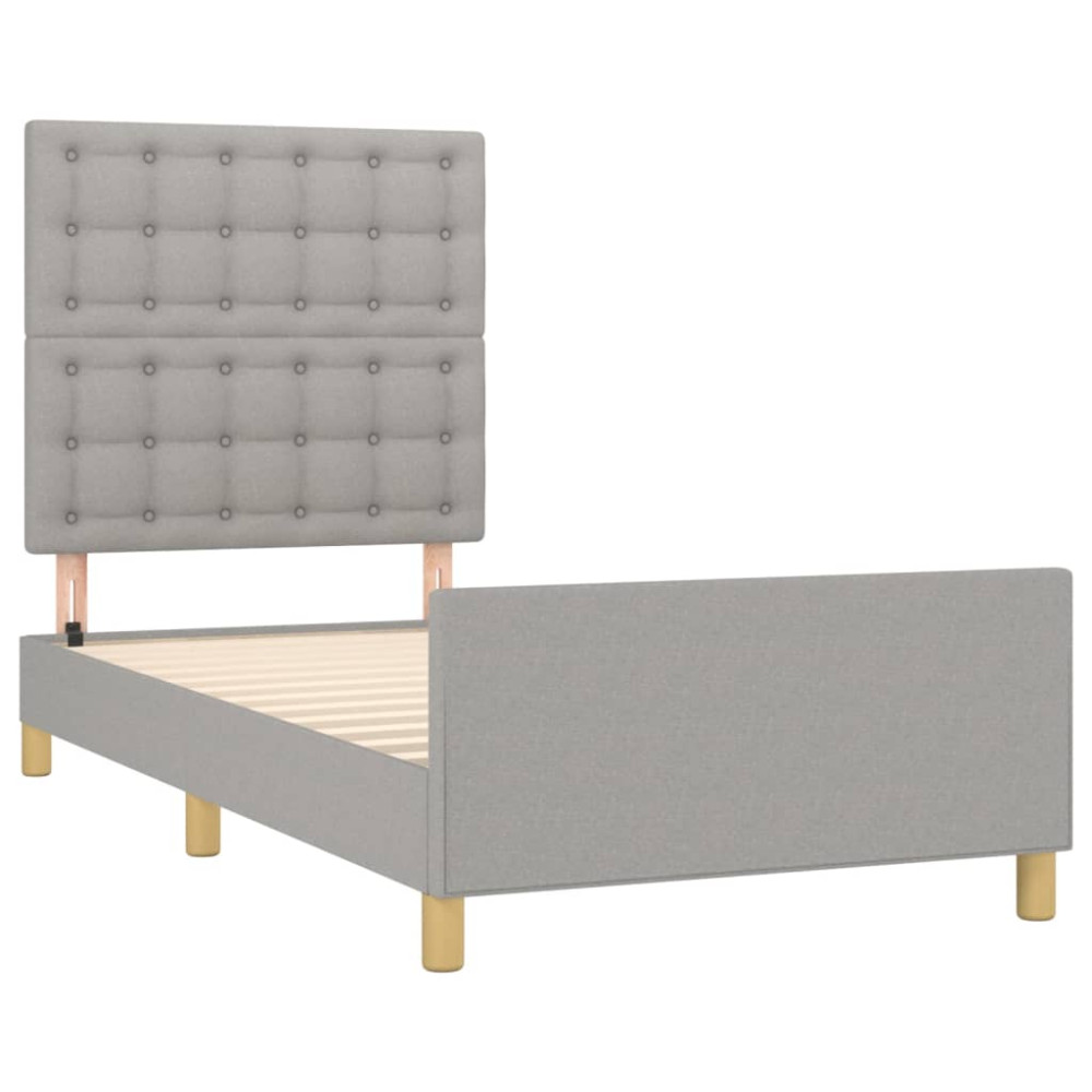 Produktbild för Sängram med huvudgavel ljusgrå 80x200 cm tyg