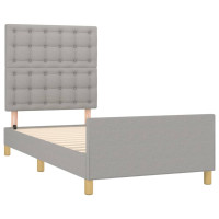 Produktbild för Sängram med huvudgavel ljusgrå 80x200 cm tyg