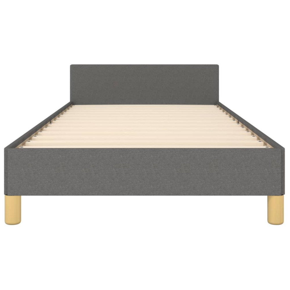 Produktbild för Sängram med huvudgavel mörkgrå 80x200 cm tyg