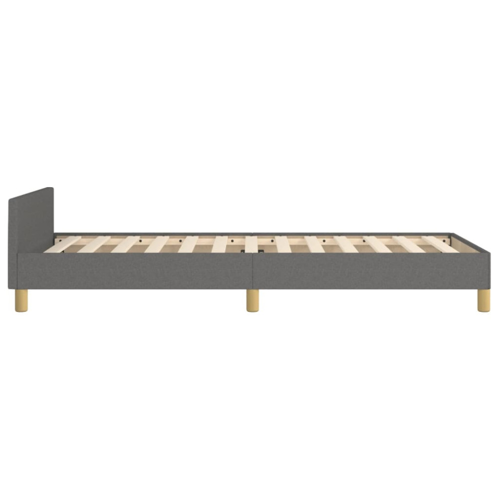 Produktbild för Sängram med huvudgavel mörkgrå 80x200 cm tyg