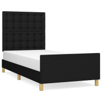 Produktbild för Sängram med huvudgavel svart 80x200 cm tyg