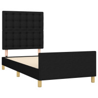 Produktbild för Sängram med huvudgavel svart 80x200 cm tyg