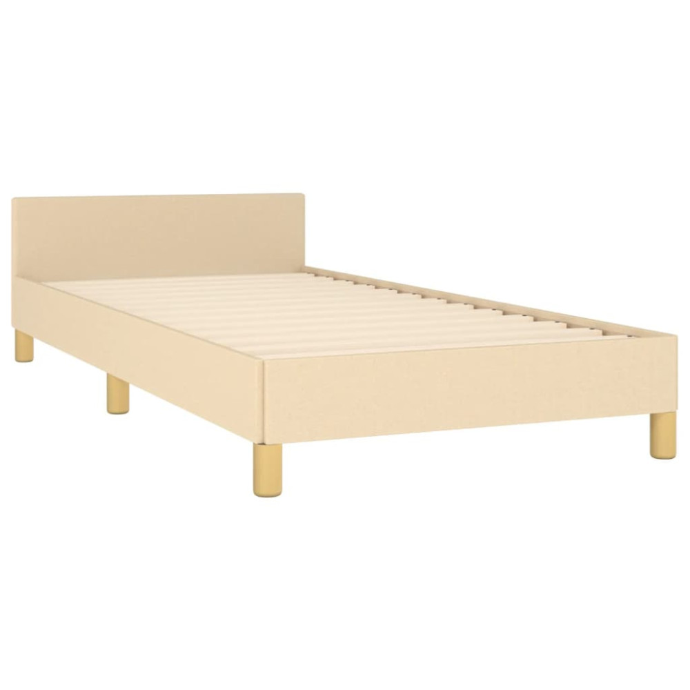 Produktbild för Sängram med huvudgavel gräddvit 80x200 cm tyg