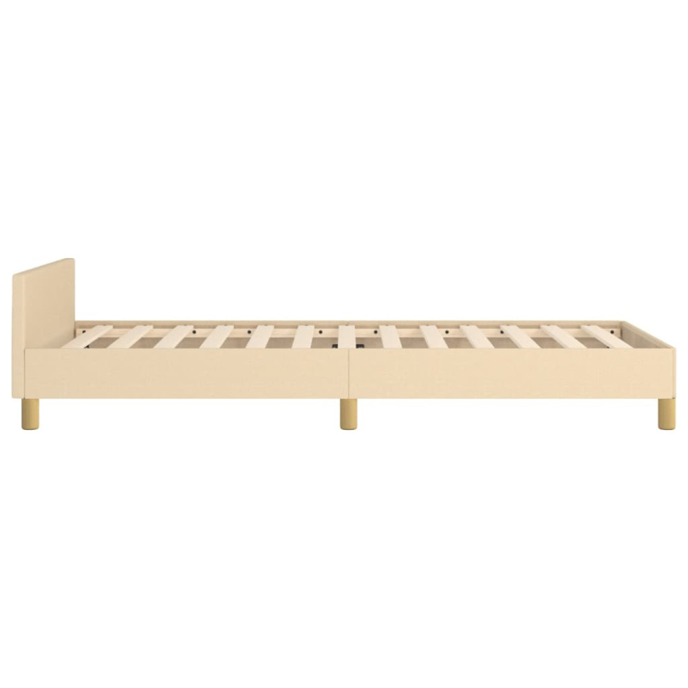 Produktbild för Sängram med huvudgavel gräddvit 80x200 cm tyg