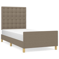 Produktbild för Sängram med huvudgavel taupe 90x190 cm tyg