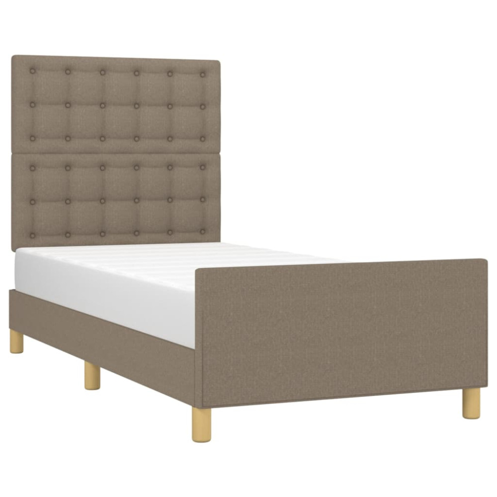 Produktbild för Sängram med huvudgavel taupe 90x190 cm tyg