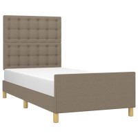 Produktbild för Sängram med huvudgavel taupe 90x190 cm tyg