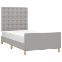 Produktbild för Sängram med huvudgavel ljusgrå 90x200 cm tyg