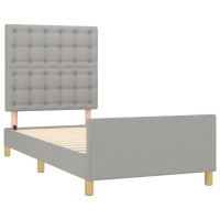 Produktbild för Sängram med huvudgavel ljusgrå 90x200 cm tyg