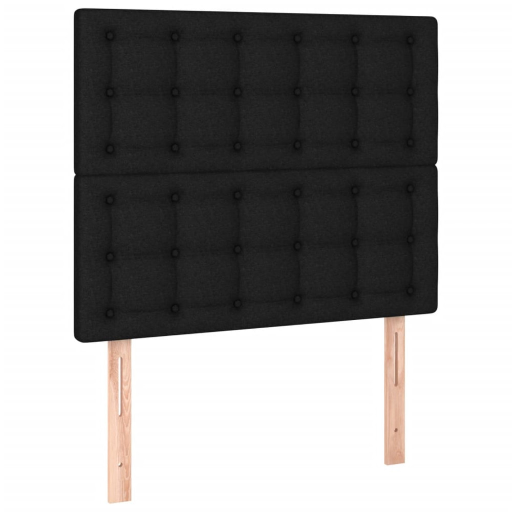 Produktbild för Sängram med huvudgavel svart 90x200 cm tyg