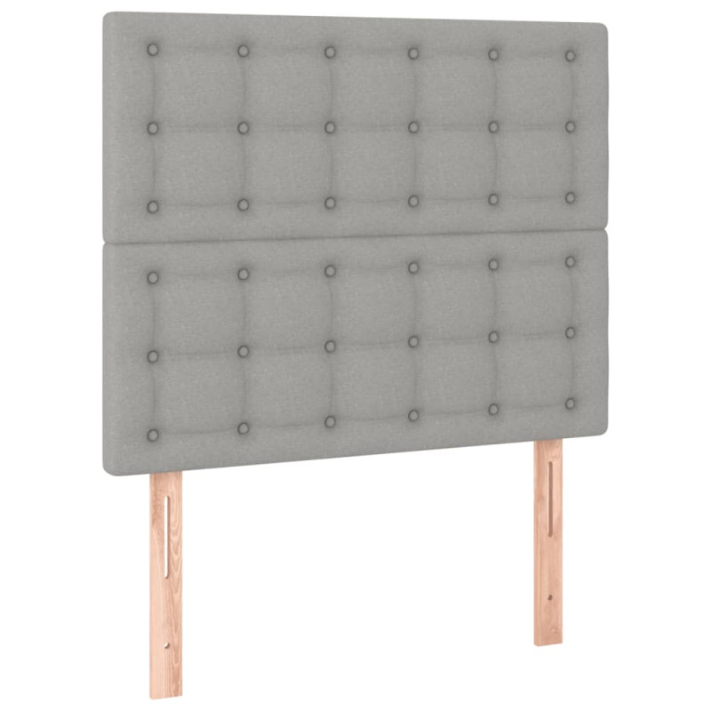 Produktbild för Sängram med huvudgavel ljusgrå 100x200 cm tyg