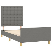 Produktbild för Sängram utan madrass mörkgrå 100x200 cm tyg