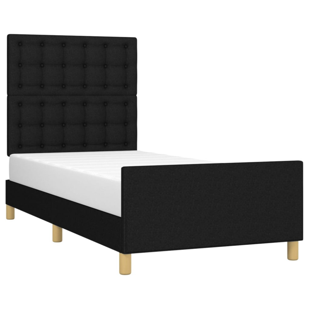 Produktbild för Sängram utan madrass svart 100x200 cm tyg