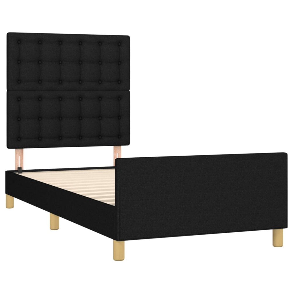 Produktbild för Sängram utan madrass svart 100x200 cm tyg