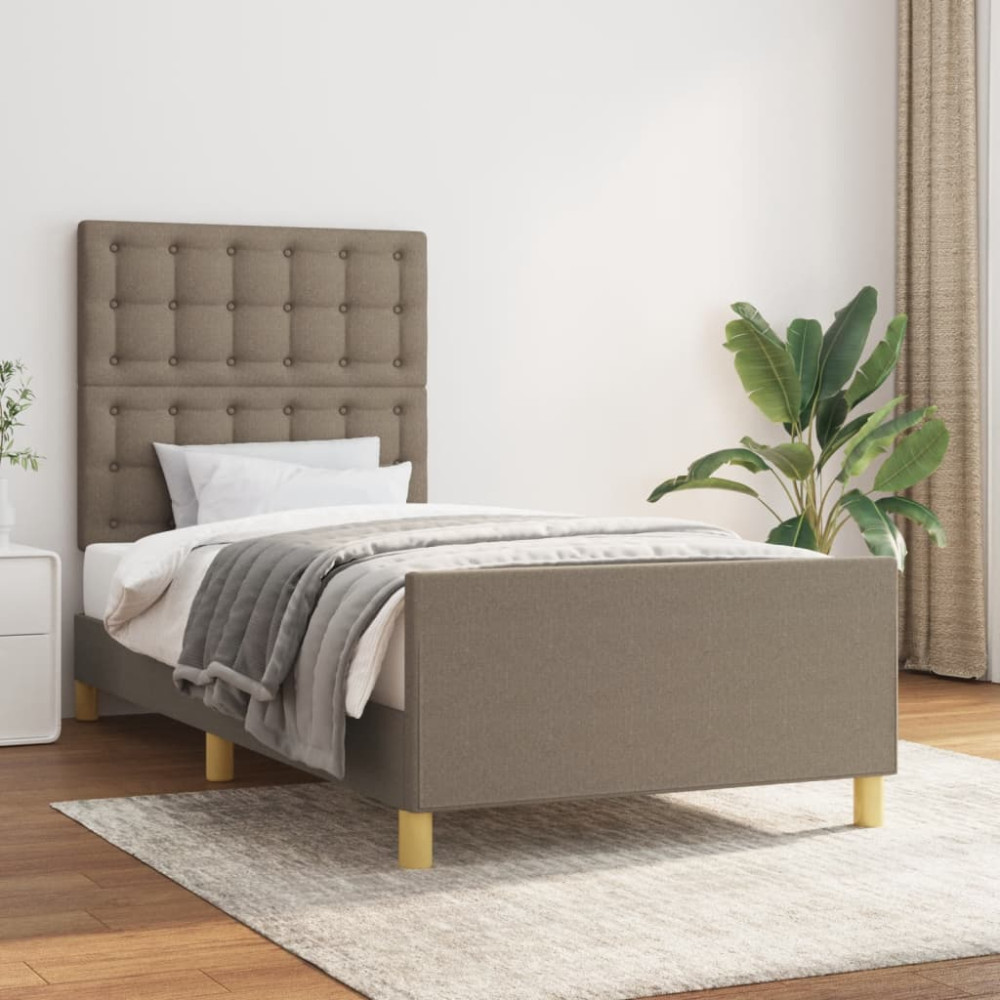 Produktbild för Sängram utan madrass taupe 100x200 cm tyg